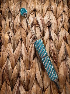 Light Blue Swirl Rhinestone Pen