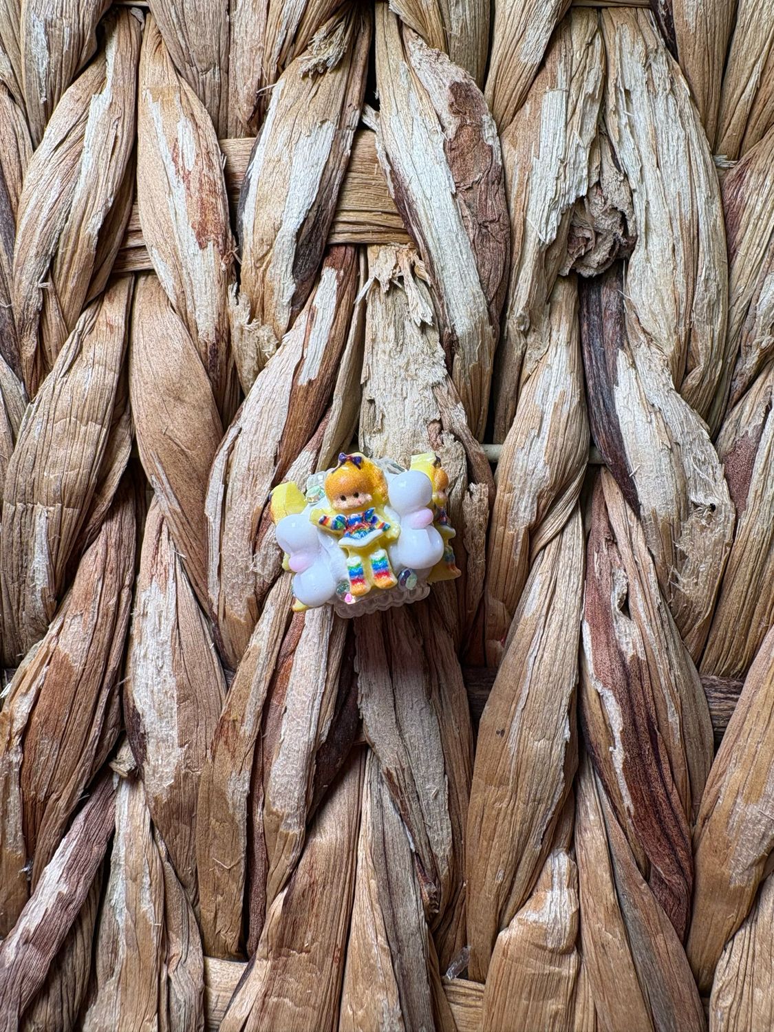 Rainbow Girl Clay Specialty Bead White Standing