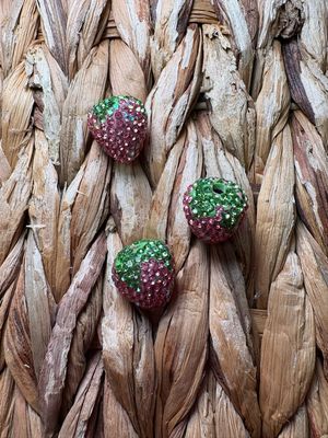 Pink Strawberry Rhinestone Bead