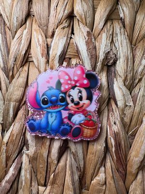 Blue Alien &amp; Mouse Acrylic Flatback