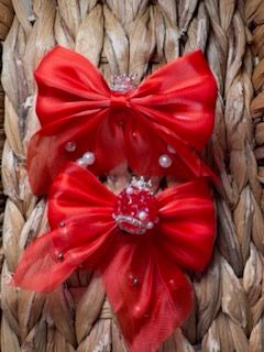 Red Pearl Bow Sugar Crown Bead