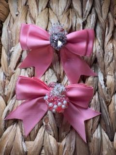 Pink Heart Bow Sugar Crown Bead