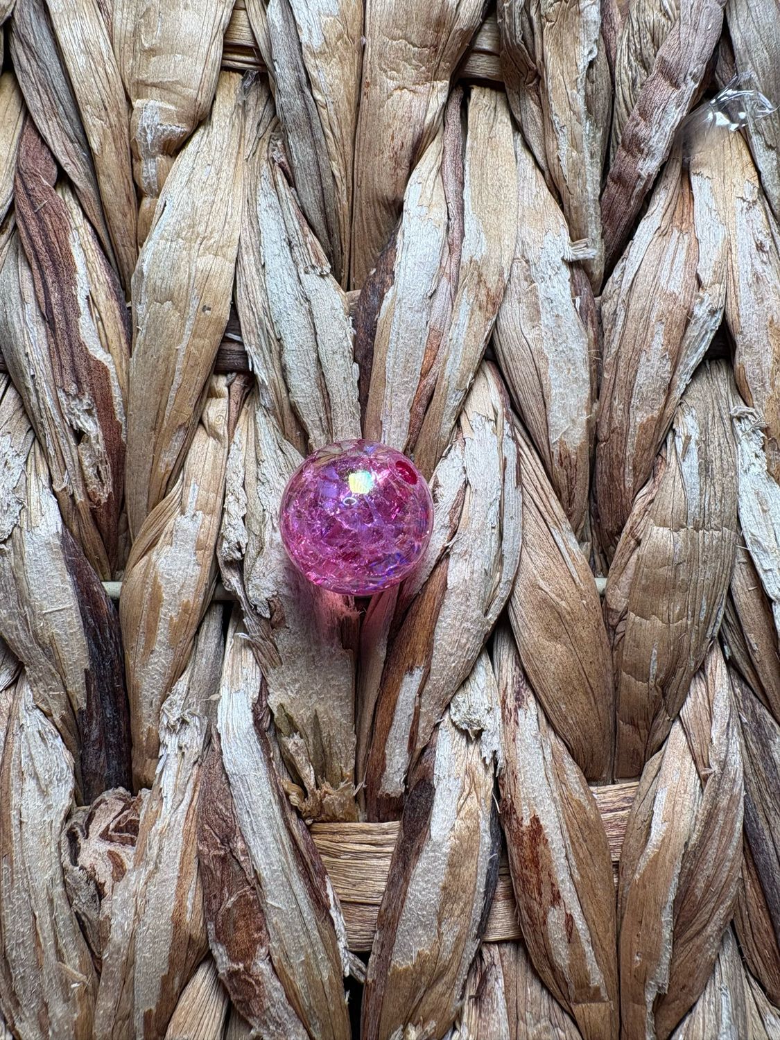 Dark Pink 15mm Crackle Bead