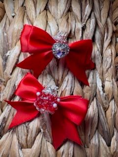 Red Heart Bow Sugar Crown Bead