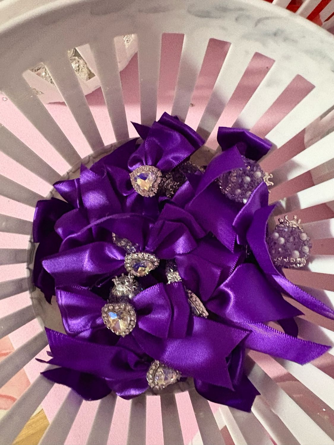 Dark Purple Heart Bow Sugar Crown Bead