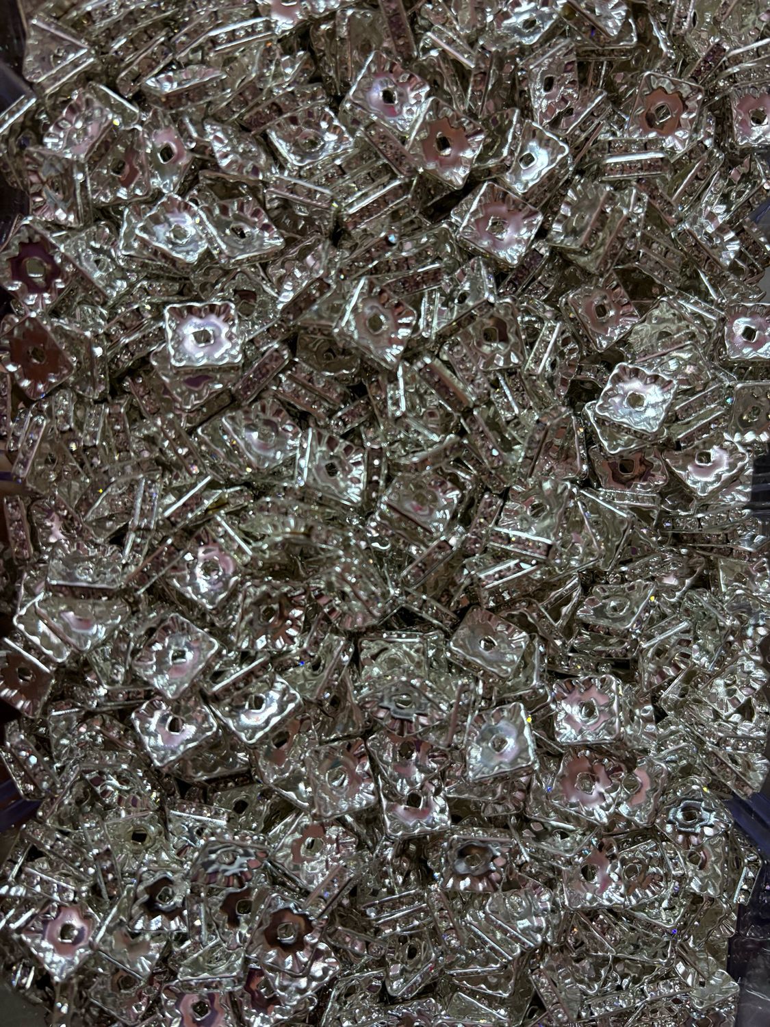 12MM Silver Square Spacers - Approx 50pcs