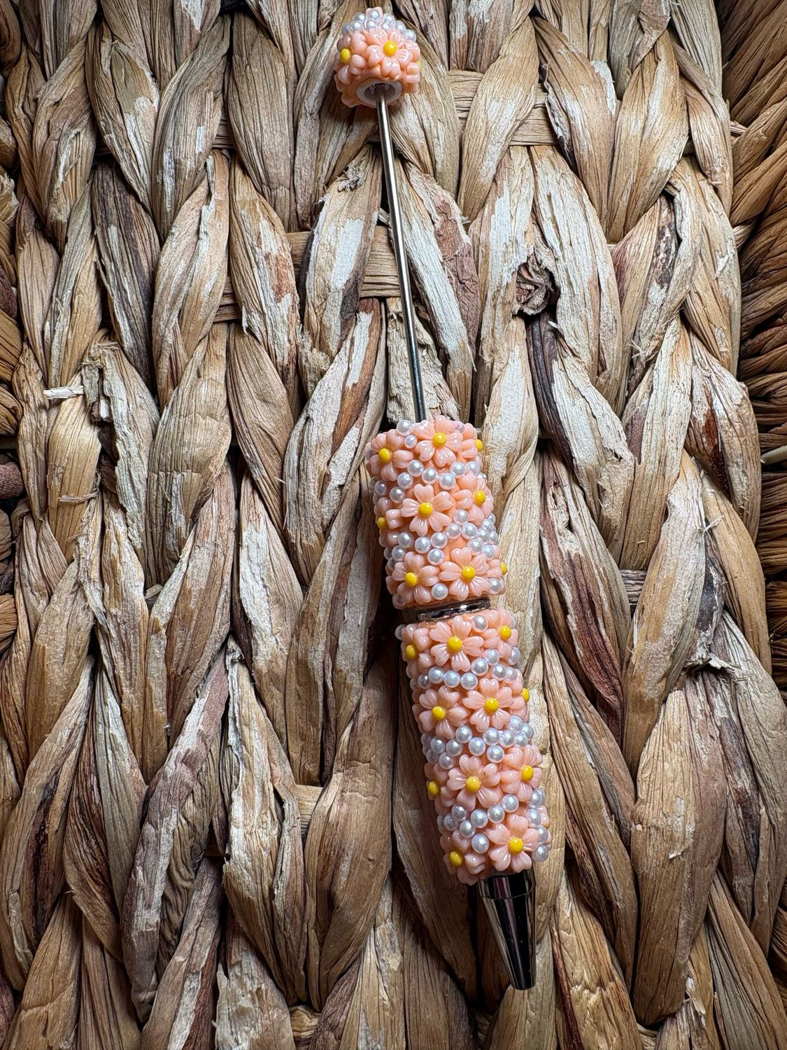 Orange Flower Pearl Clay Pen