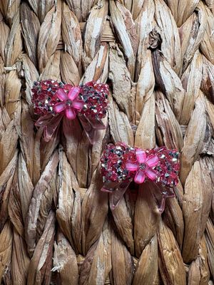 Dark Pink &amp; Silver Sugar Bow Bead