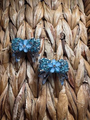 Light Blue &amp; Silver Sugar Bow Bead