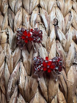 Red &amp; Silver Sugar Bow Bead