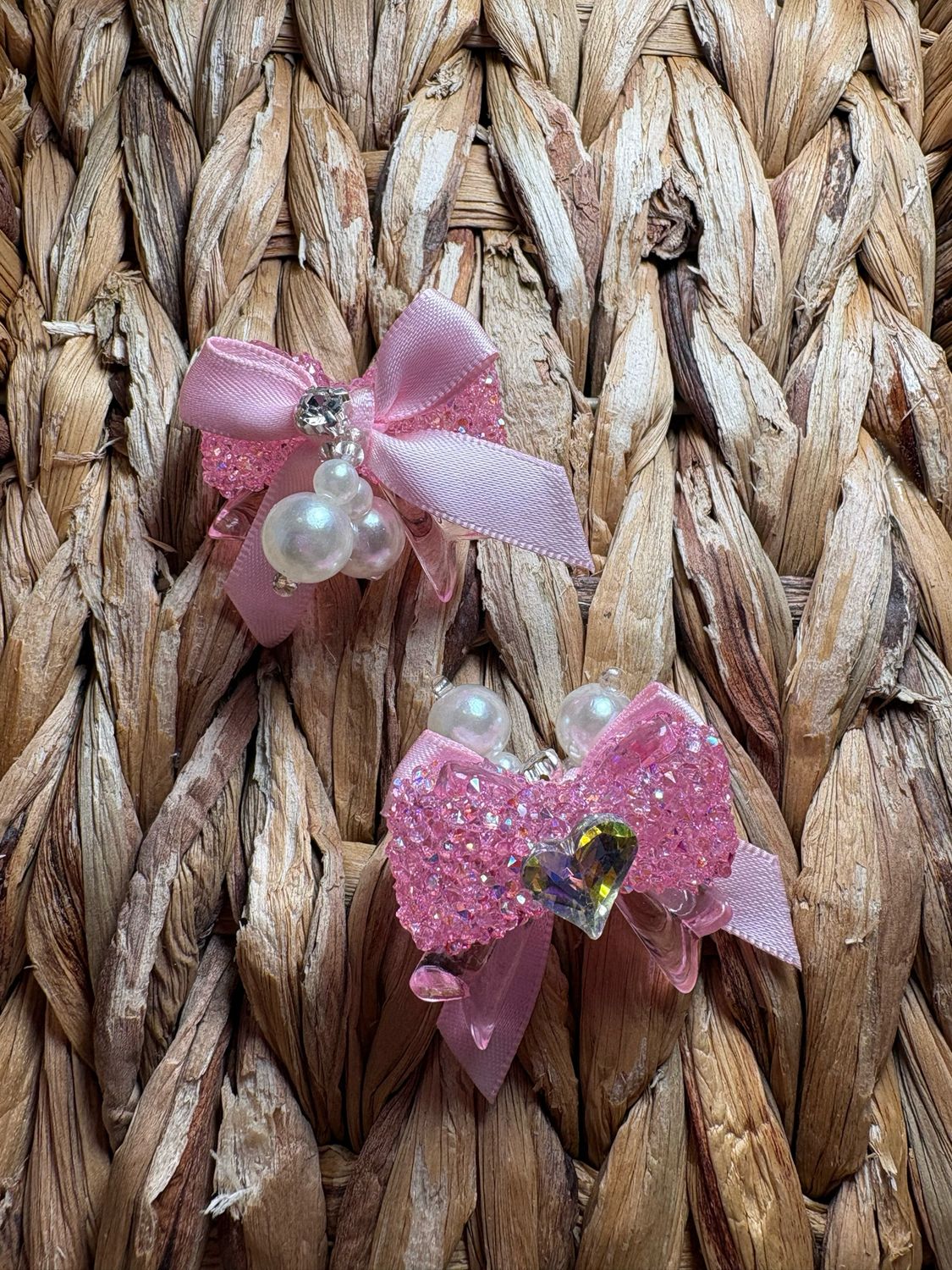 Light Pink Heart Dangle Sugar Bow