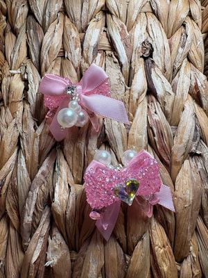 Light Pink Heart Dangle Sugar Bow
