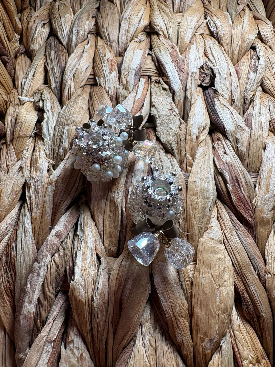 Gray Crown Sugar Bead Dangle