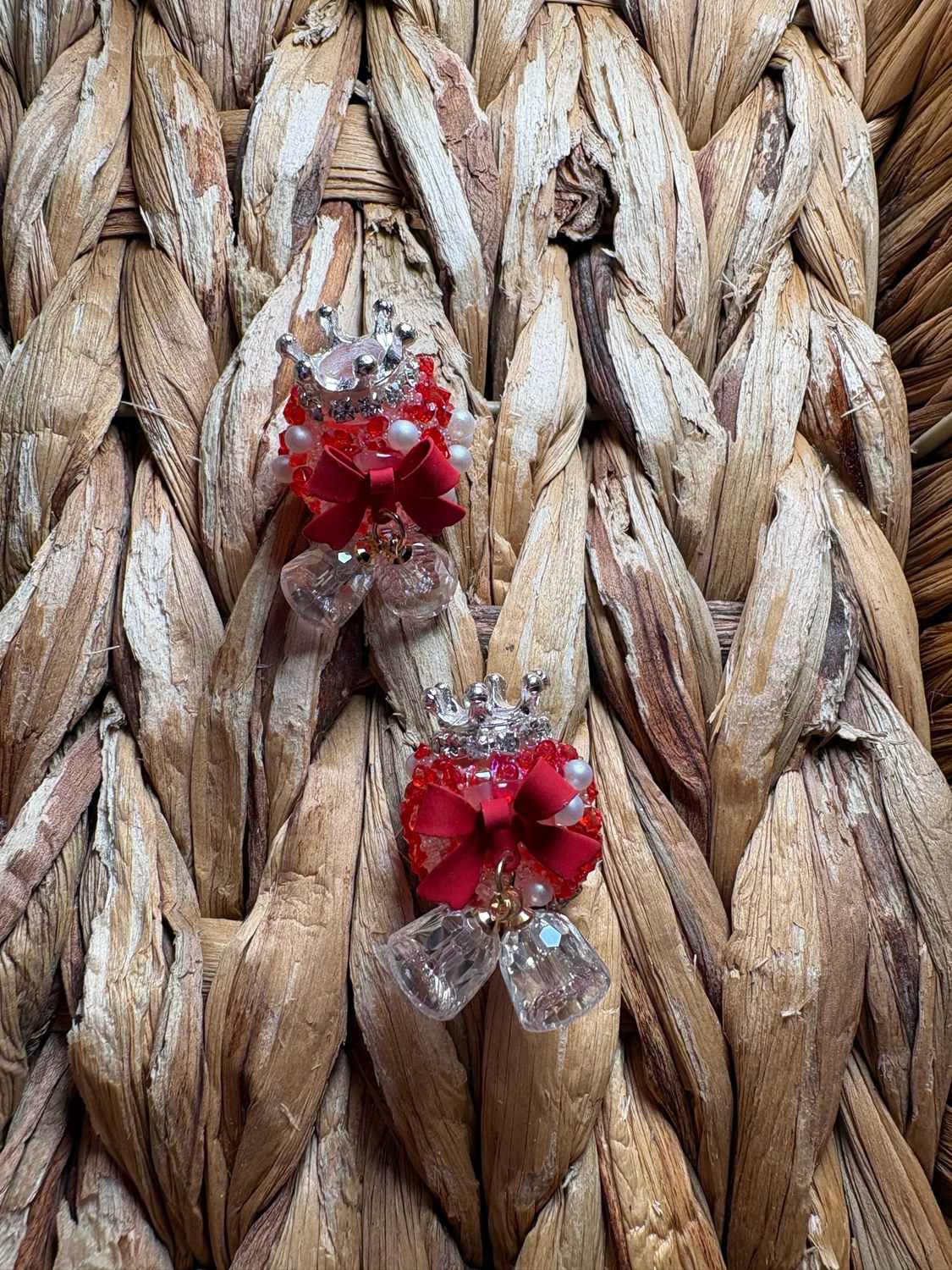 Red Crown Sugar Bead Dangle