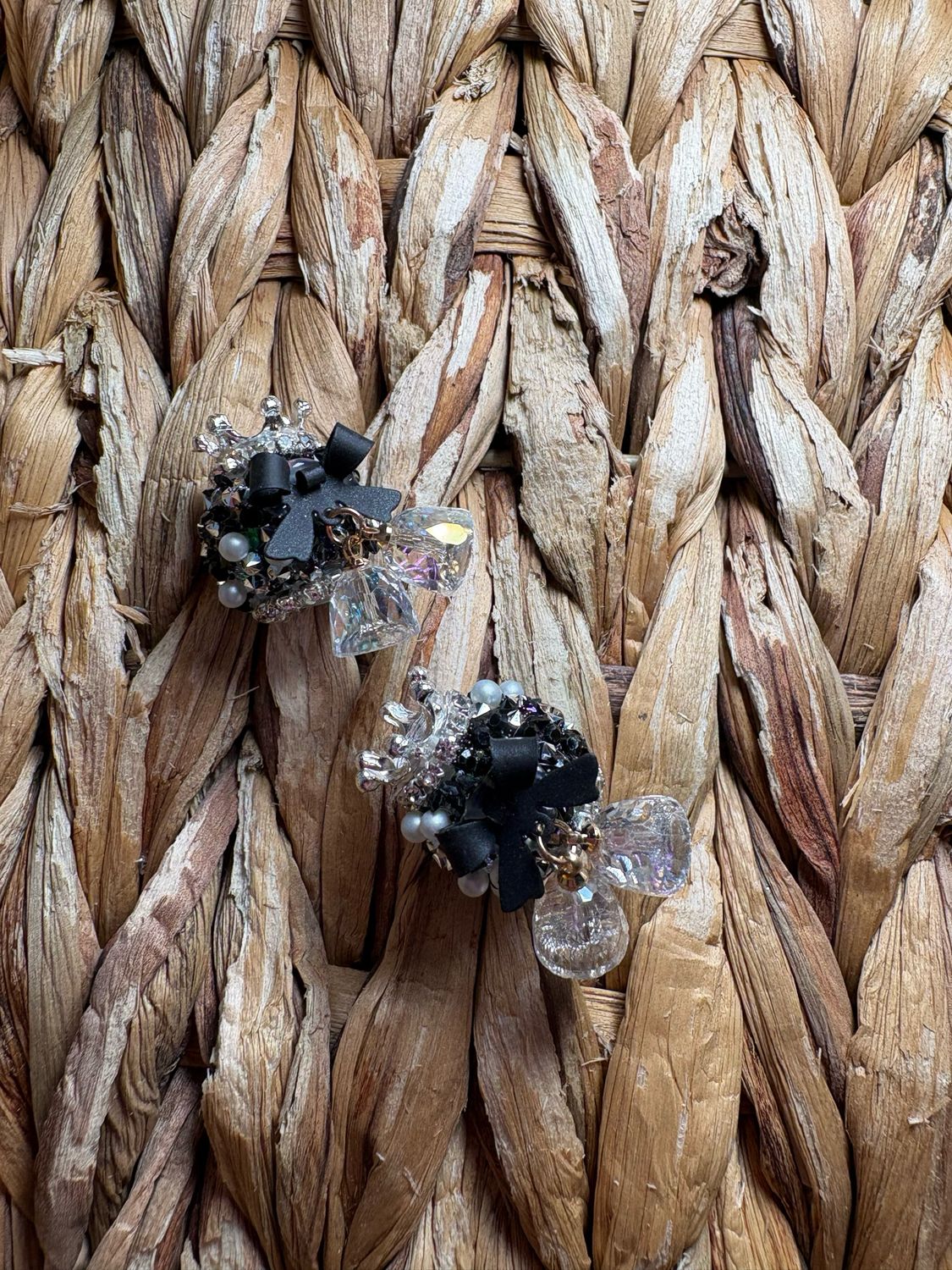 Black Crown Sugar Bead Dangle