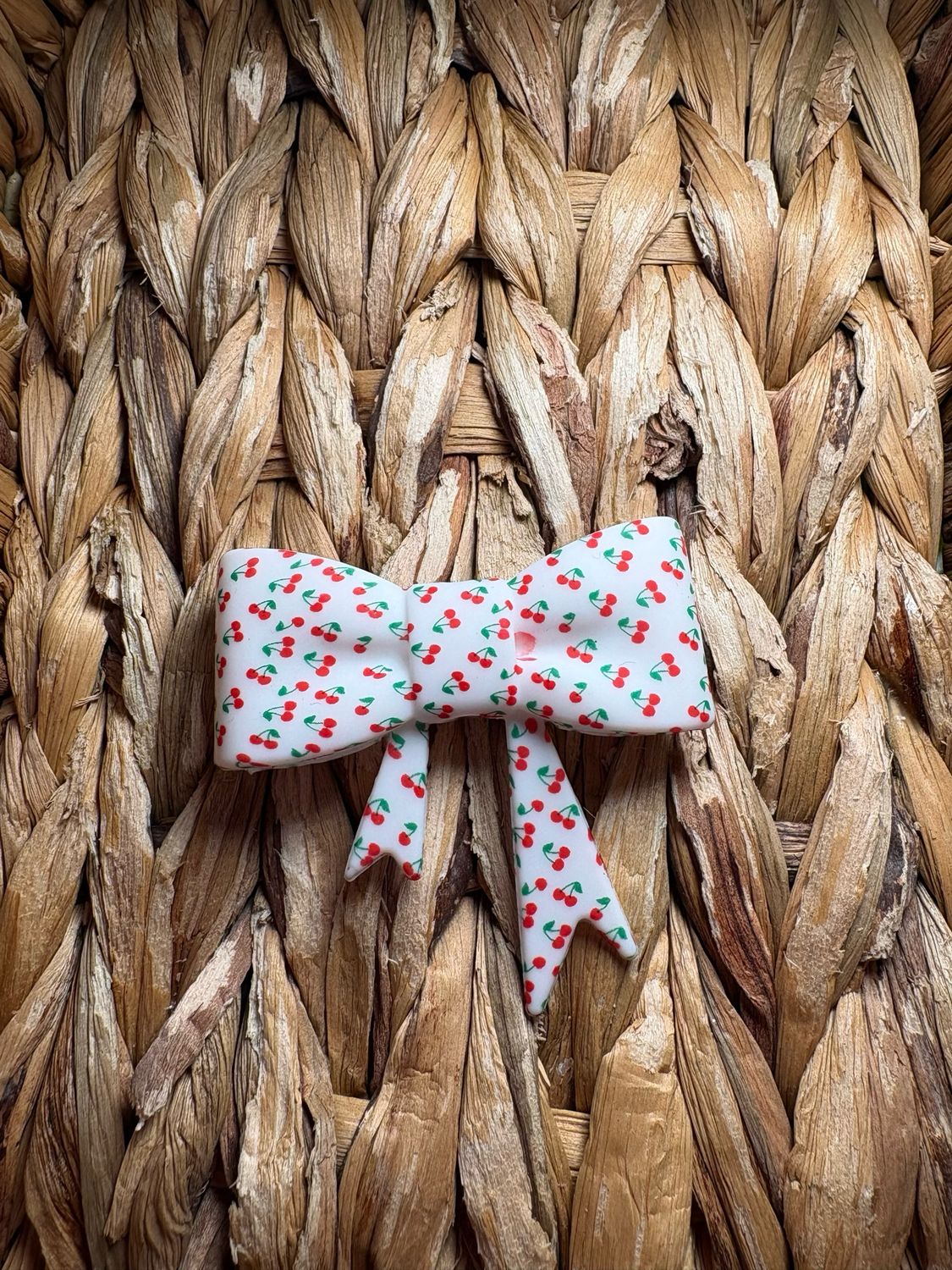Cherry Bow Focal/Straw Topper