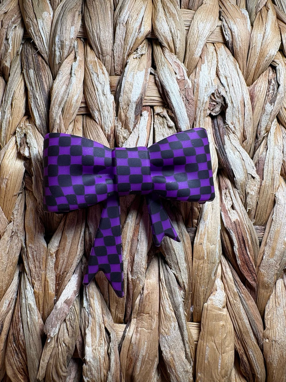 Dark Purple Plaid Bow Focal/Straw Topper