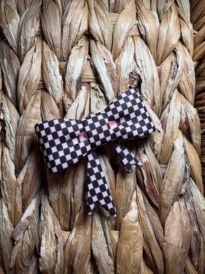 Light Pink Plaid Bow Focal/Straw Topper