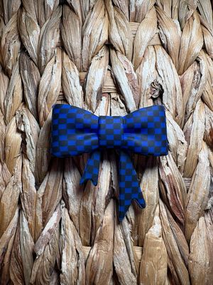 Dark Blue Plaid Bow Focal/Straw Topper