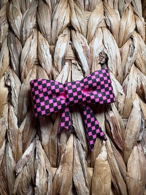 Dark Pink Plaid Bow Focal/Straw Topper