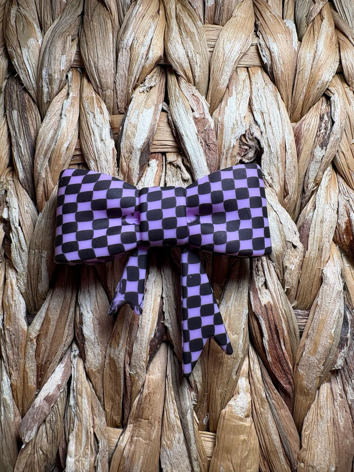Light Purple Plaid Bow Focal/Straw Topper