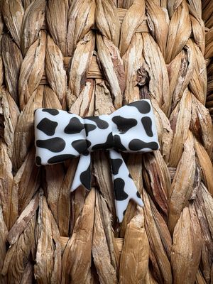 Cow Print Bow Focal/Straw Topper