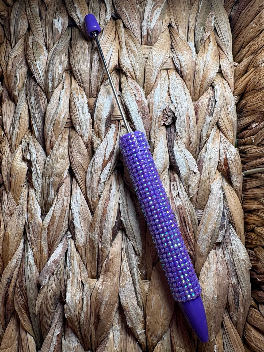 Dark Purple Long Rhinestone Beadable Pen