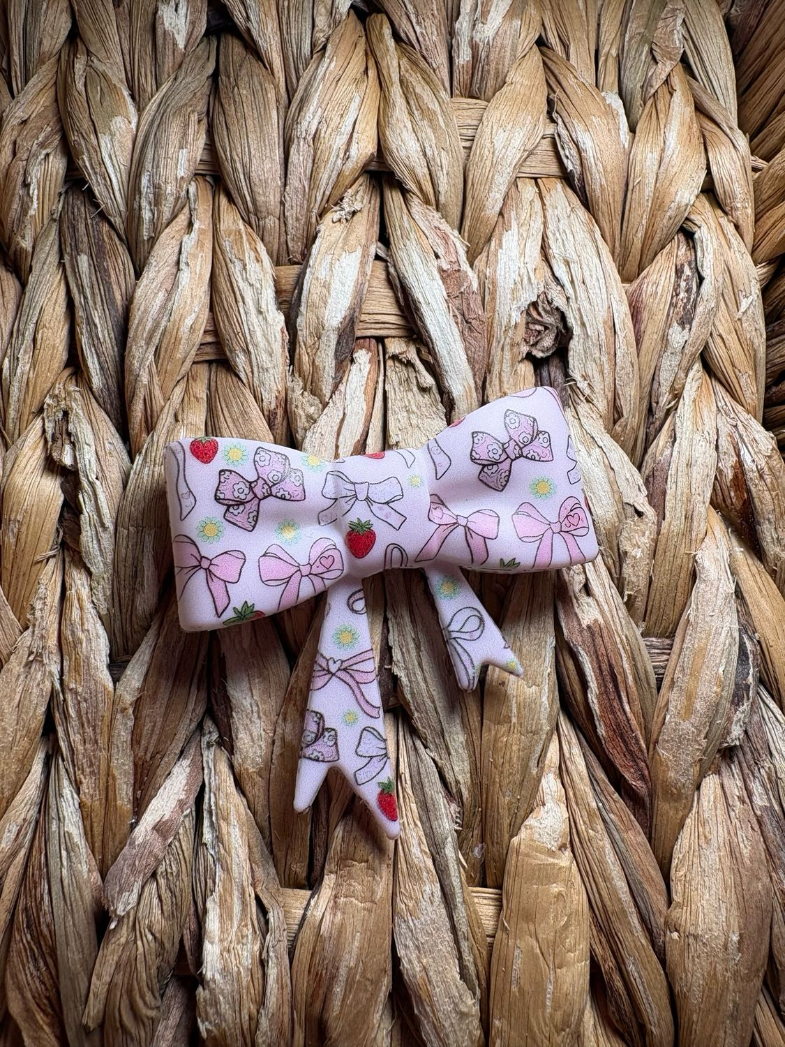 Pink Bow Bow Focal/Straw Topper