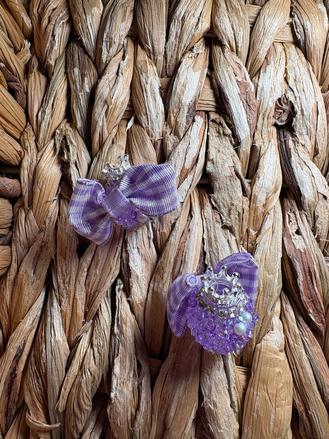 Purple Plaid Bow Sugar Crown Bead