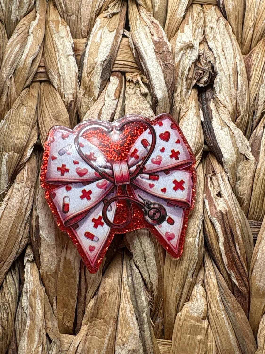 Red Nurse Bow Acrylic Flatback