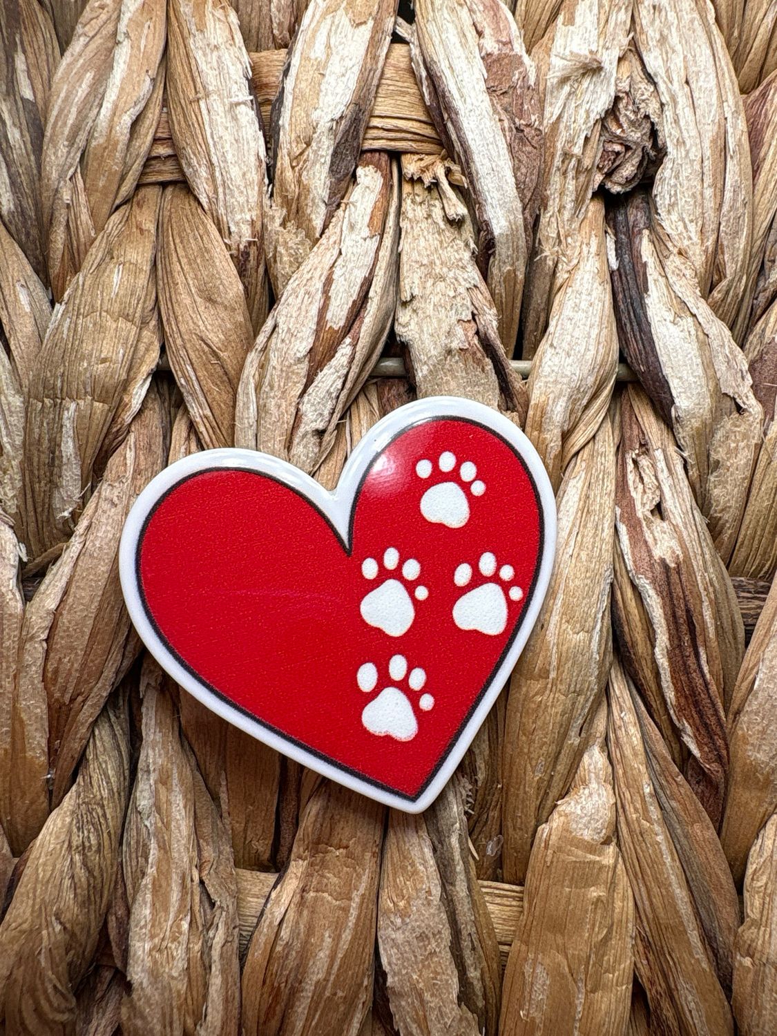 Red Heart &amp; Paw Prints Acrylic Flatback