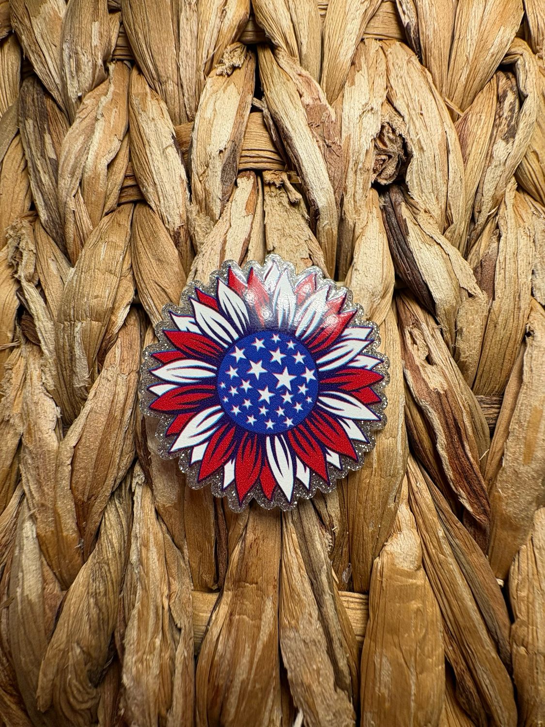 Red, White &amp; Blue Flower Acrylic Flatback