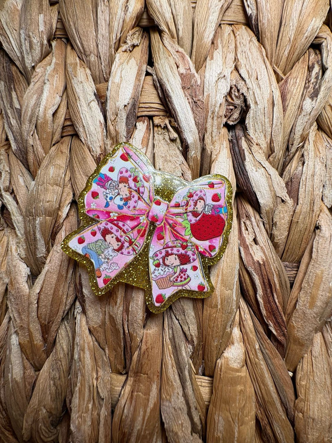 Strawberry Girl Bow Acrylic Flatback