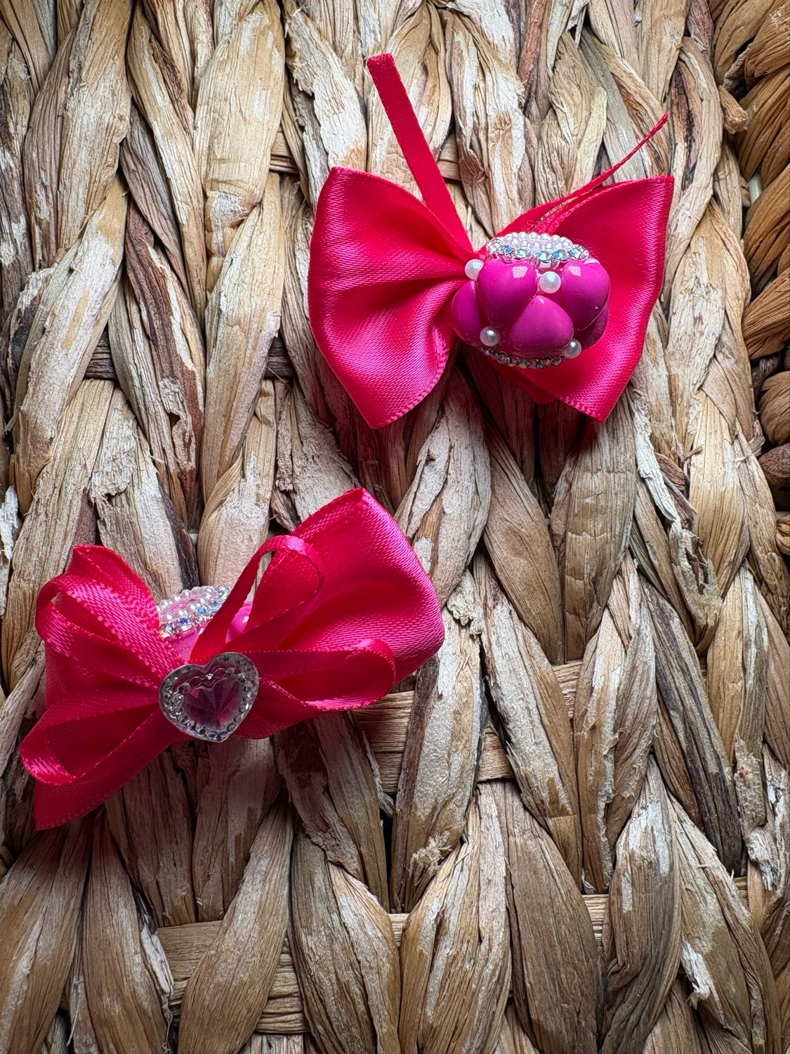 Dark Pink Heart Bow Bead 