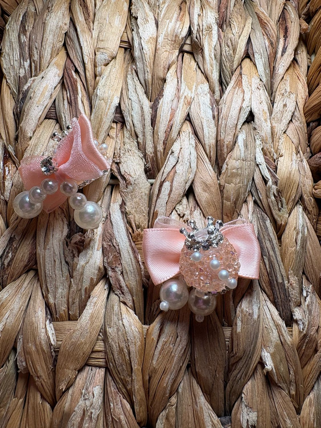 Peach Pearl Dangle Sugar Crown Bead 