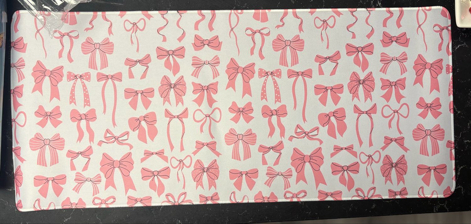 Pink Bow Desk Mat 