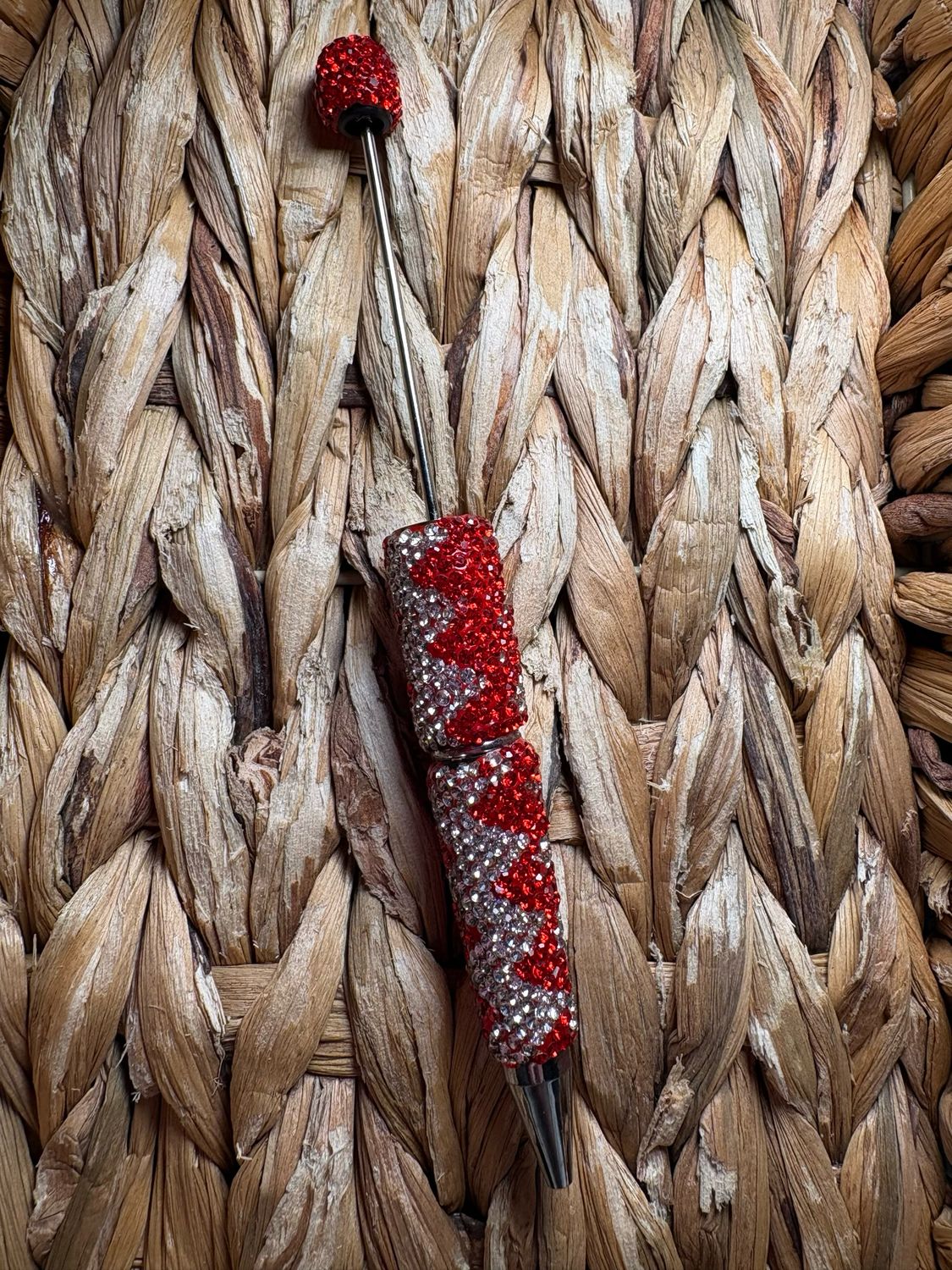 Red/Silver Zig Zag Rhinestone Pen
