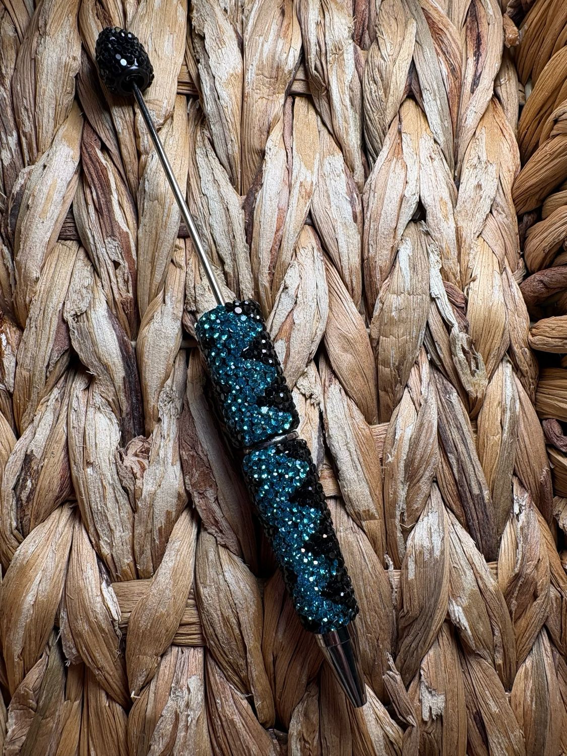 Blue/Black Zig Zag Rhinestone Pen