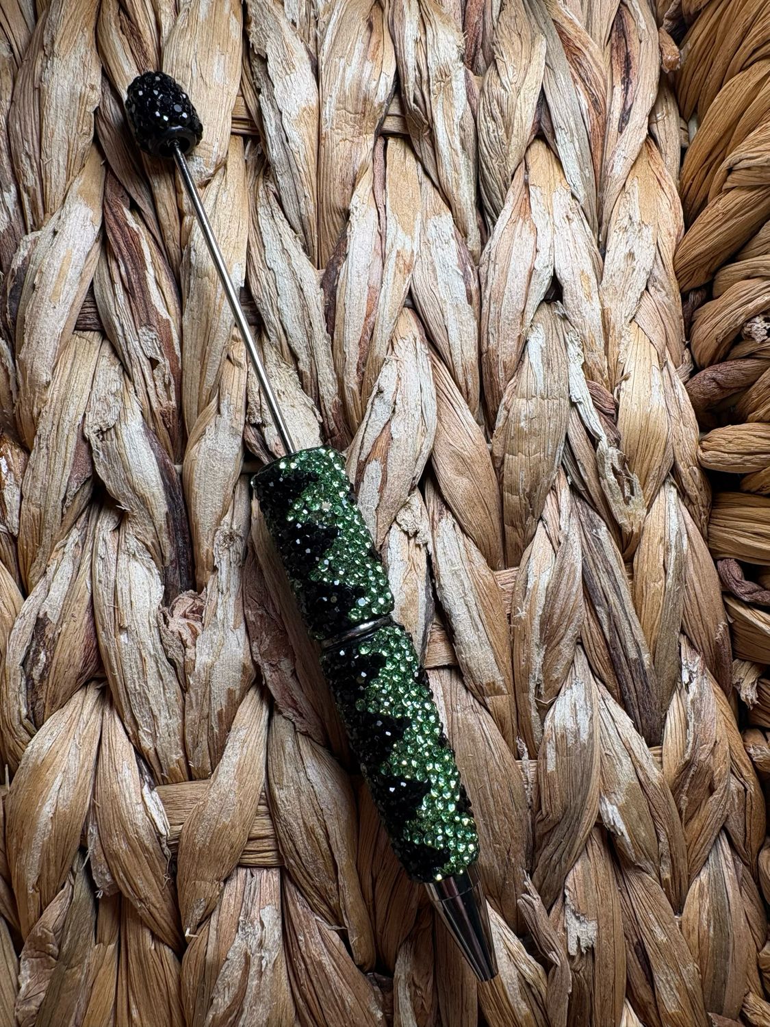 Green/Black Zig Zag Rhinestone Pen
