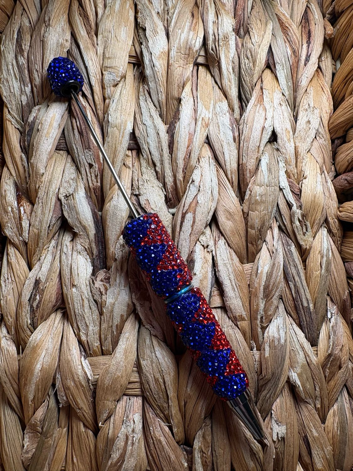 Blue/Red Zig Zag Rhinestone Pen