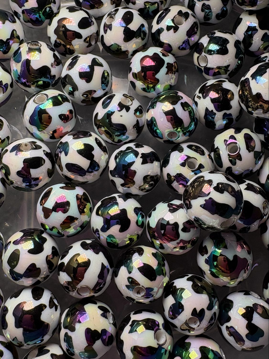 Bulk Bead Bag #S7 16mm Cow Print 50pc