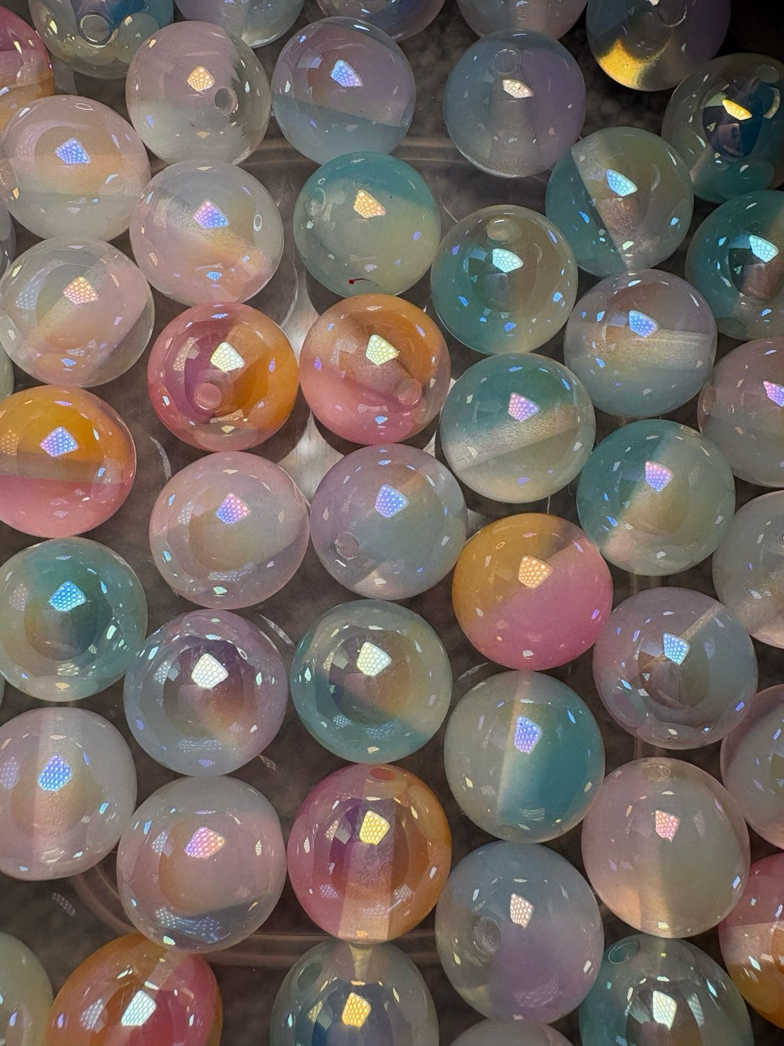 Bulk Bead Bag #S11 16mm Multicolor Clear Ombré Mix 50pc