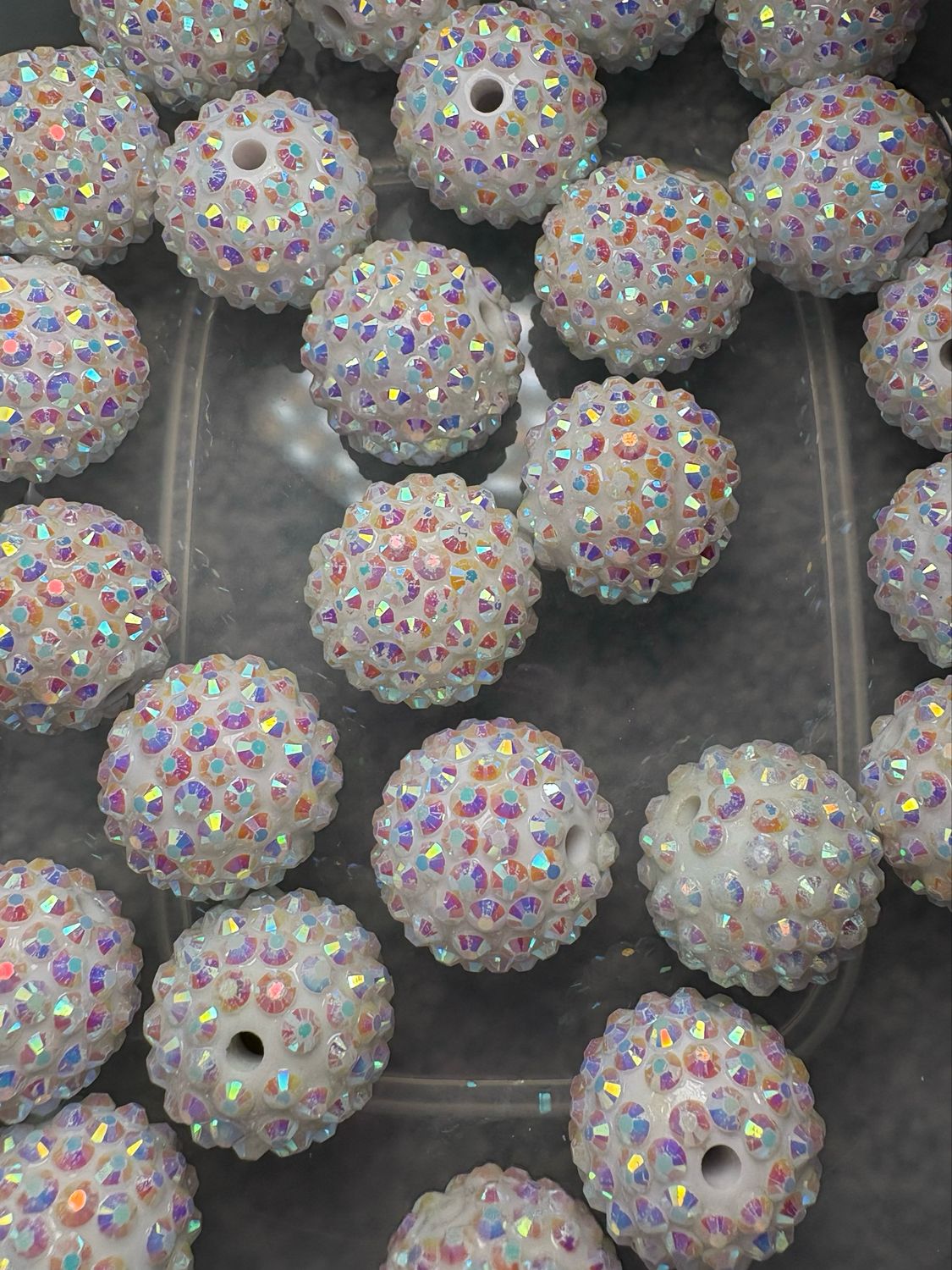 Bulk Bead Bag #R2 20mm White Rhinestone 25pc