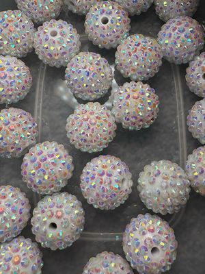 Bulk Bead Bag #R2 20mm White Rhinestone 25pc