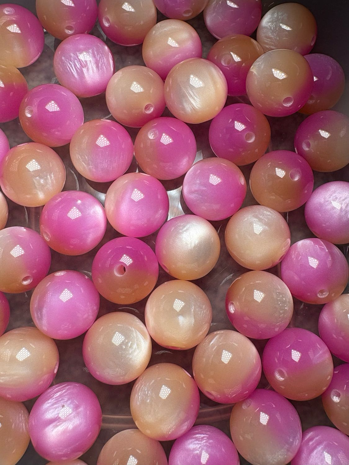 Bulk Bead Bag #S13 16mm Pink Ombré 50pc