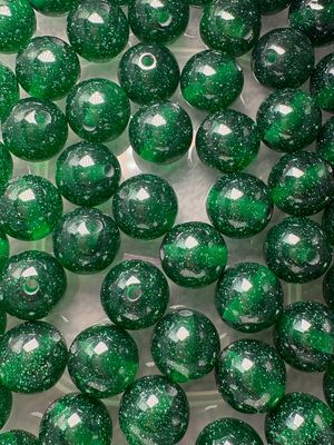 Bulk Bead Bag #G4 16mm Green Glitter 50pc