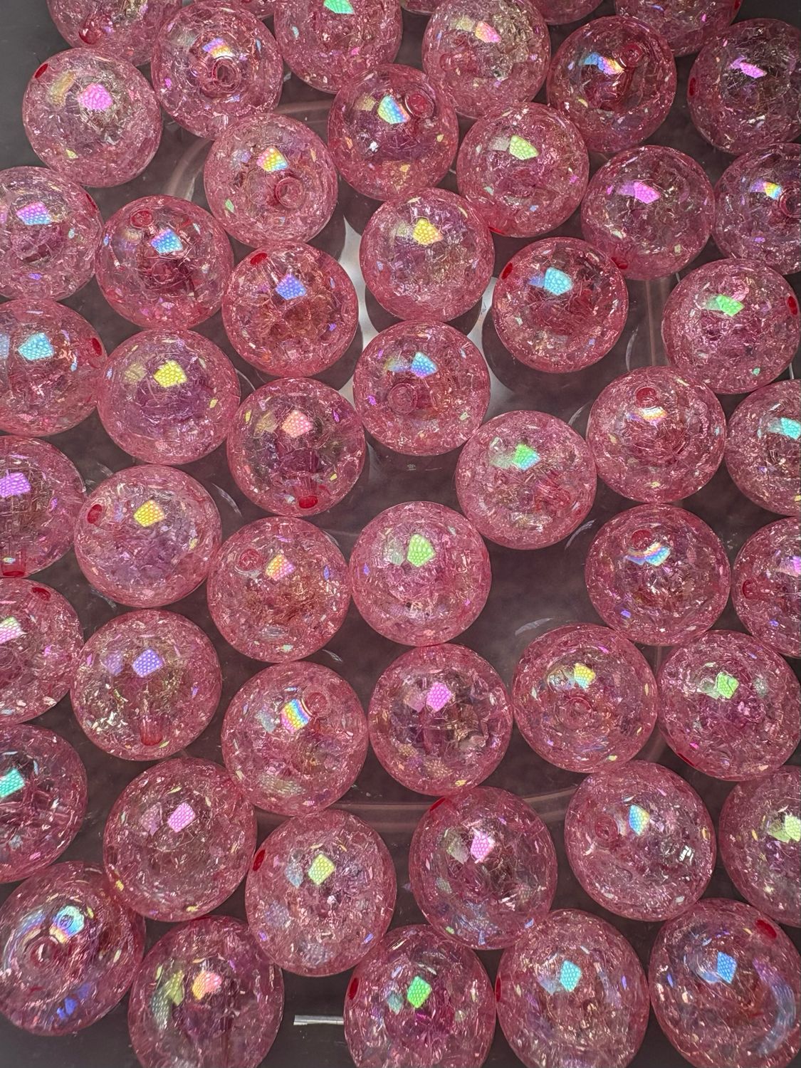 Bulk Bead Bag #C4 16mm Crackle Pink