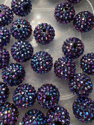 Bulk Bead Bag #R7 20mm Purple Rhinestone 25pc
