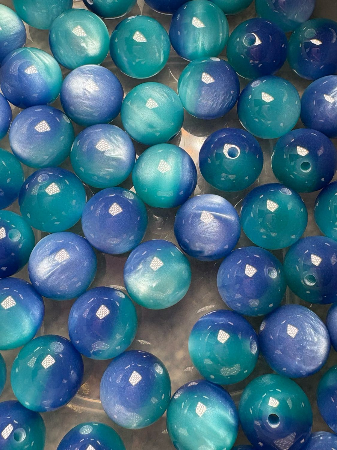 Bulk Bead Bag #S14 16mm Blue Ombré 50pc