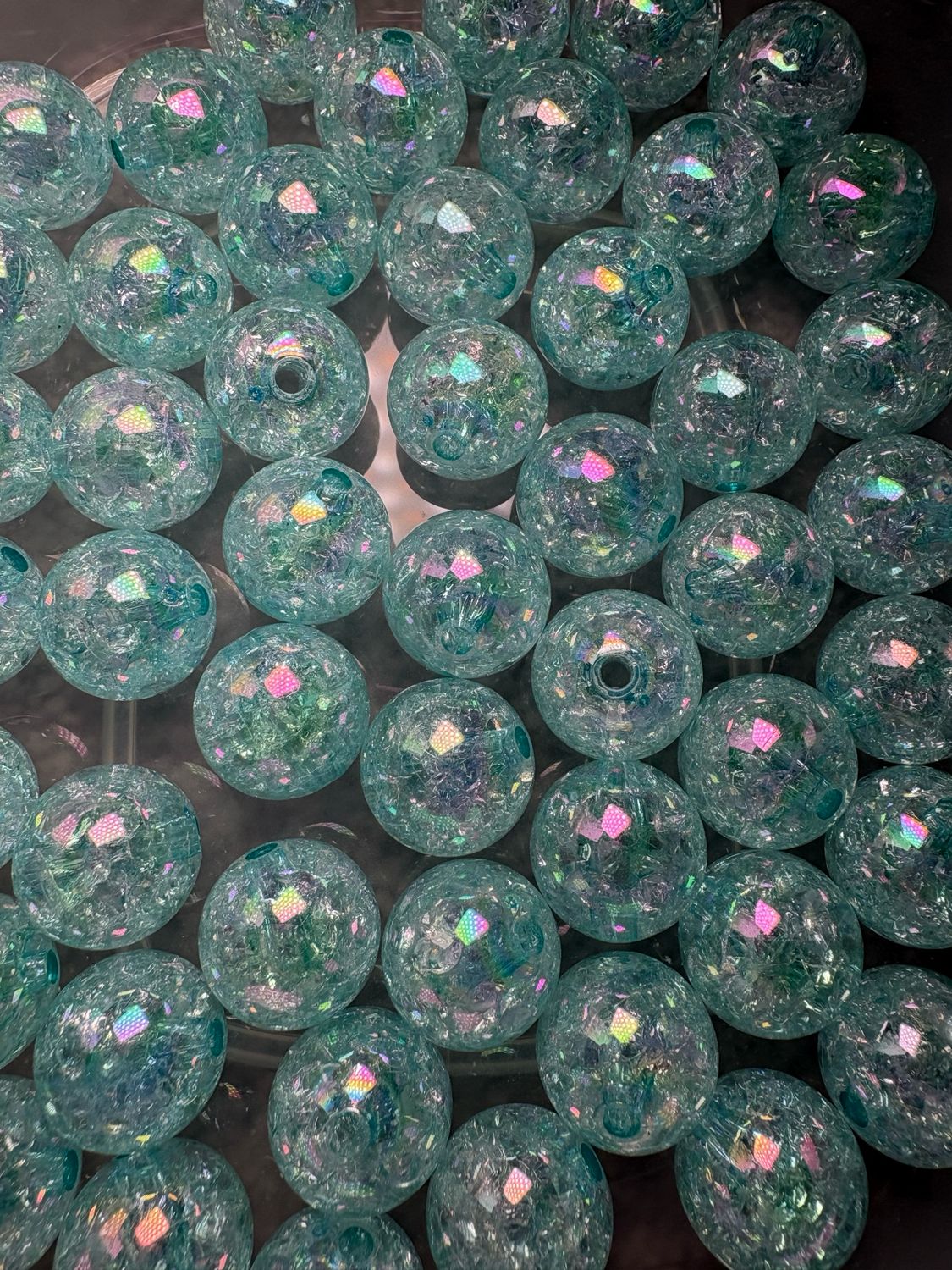 Bulk Bead Bag #C5  16mm Crackle Blue